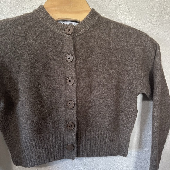 Zara Sweaters - Zara Brown Soft Cropped Cardigan Sweater Womens Size Small Classic Old Money